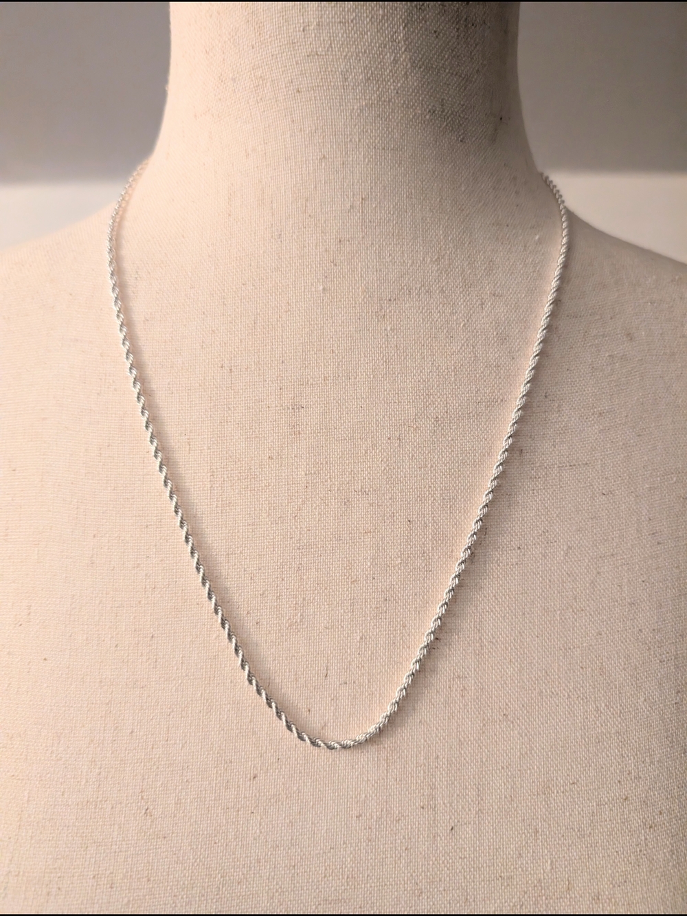 20" 925 Sterling Silver Rope Chain Necklace